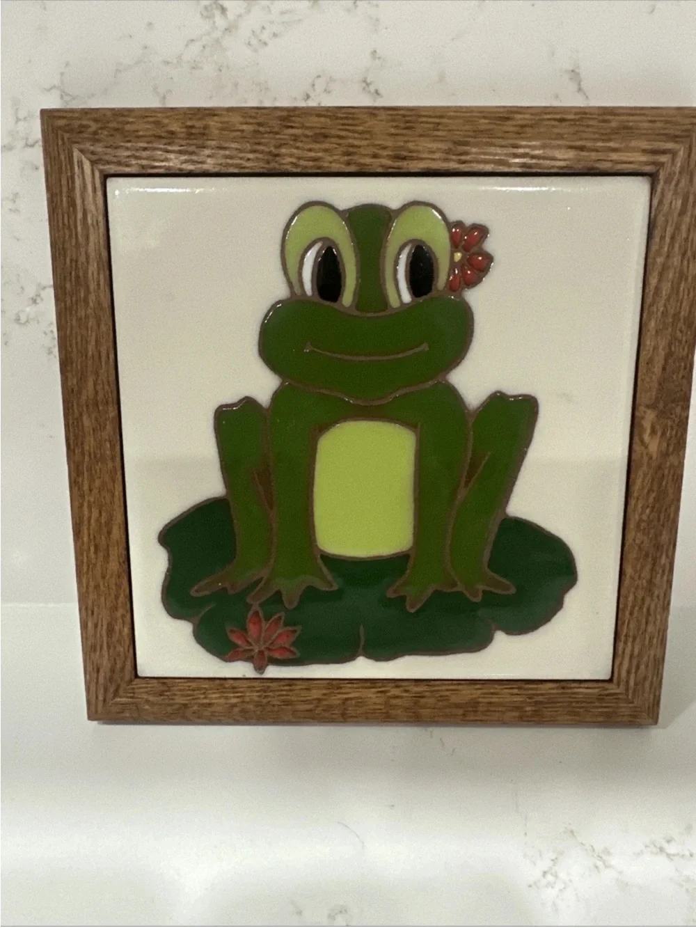 Framed Green Frog Tile Wall Art - Home Accents 7.5” x 7.5”